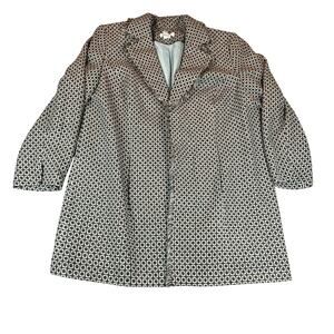 Worthington Coat Womens 20W Blue Brown Geometric Pattern Acrylic Lined Jacket